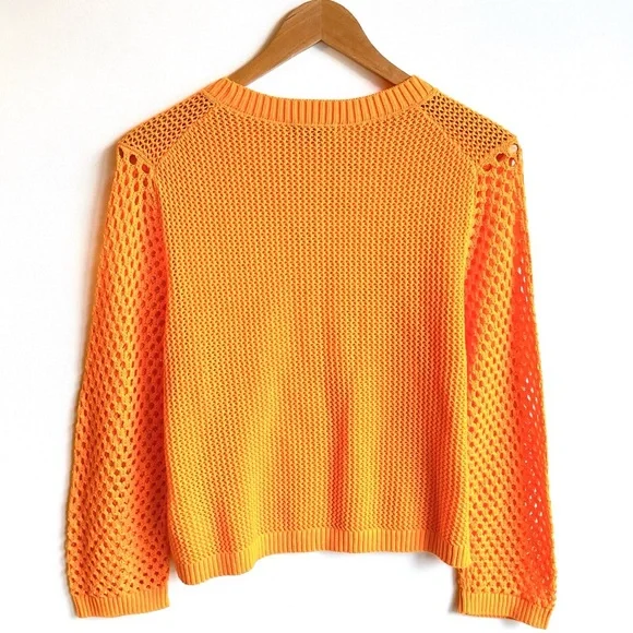 NEW J. Crew Shirt Crochet Crewneck Beach Sweater Orange Nautical Swim Resort - Picture 7 of 12